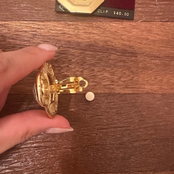 Anne Klein Vintage Crystal Clip On Earrings Geometric Square Gold Tone Y2K Glam - Picture 6 of 9